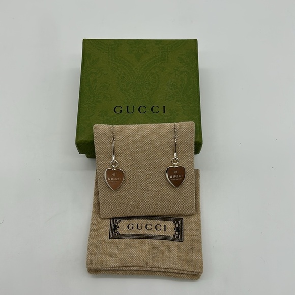 2496- Gucci Heart-Shaped Drop Earrings with Box & Authentication NWT - Picture 3 of 6